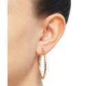 Textured Round Medium Hoop Earrings in 14k Gold, 40mm