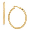 Textured Round Medium Hoop Earrings in 14k Gold, 40mm