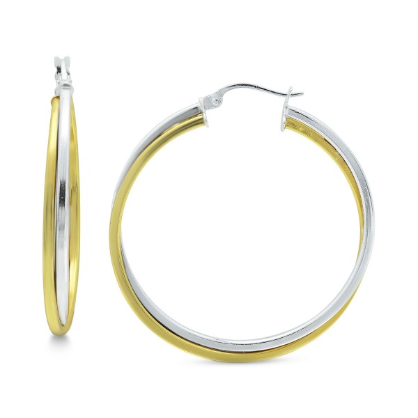 Medium Two-Tone Twist Hoop Earrings & 18k