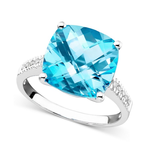 Blue Topaz (7-3/4 ct) & Diamond Accent Ring in 14k Gold