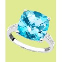 Blue Topaz (7-3/4 ct) & Diamond Accent Ring in 14k Gold