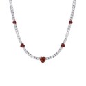 Simulated Ruby and Cubic Zirconia Heart Station Necklace