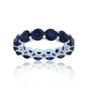 Blue Spinel Eternity Band in Rhodium Plated Sterling Silver