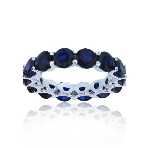 Blue Spinel Eternity Band in Rhodium Plated Sterling Silver