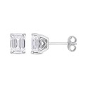 Emerald Cut Moissanite Stud Earrings 2 ct t.w with Heart Detail