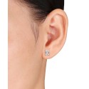 Emerald Cut Moissanite Stud Earrings 2 ct t.w with Heart Detail