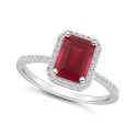 Ruby (2 ct) and Sapphire (1/4 ct) Halo Ring in 10K White Gold