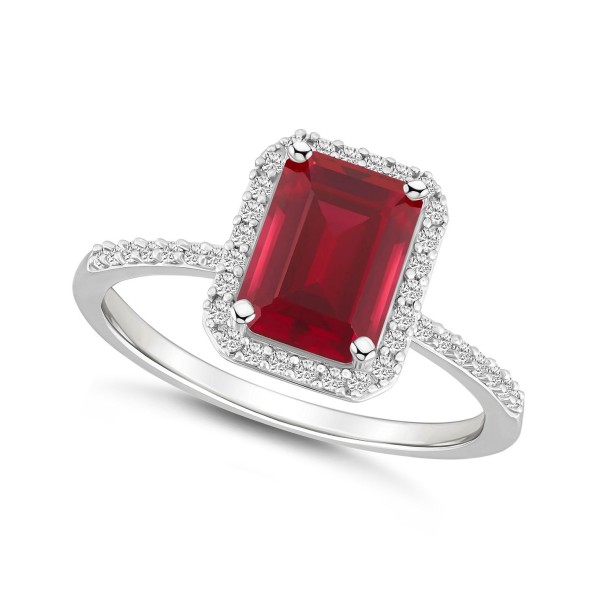 Ruby (2 ct) and Sapphire (1/4 ct) Halo Ring in 10K White Gold