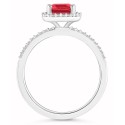 Ruby (2 ct) and Sapphire (1/4 ct) Halo Ring in 10K White Gold