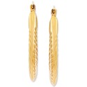 Swirled Rib Oval Hoop Earrings in 14k Gold