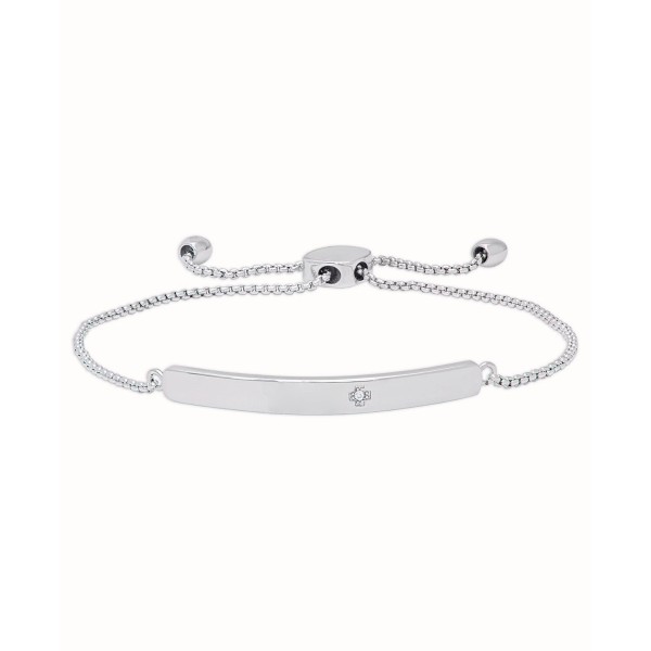 Diamond Accent Adjustable Bracelet in Fine Silver Plate