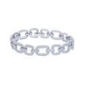 Diamond Accent Cushion Link Bracelet In Silver Plate