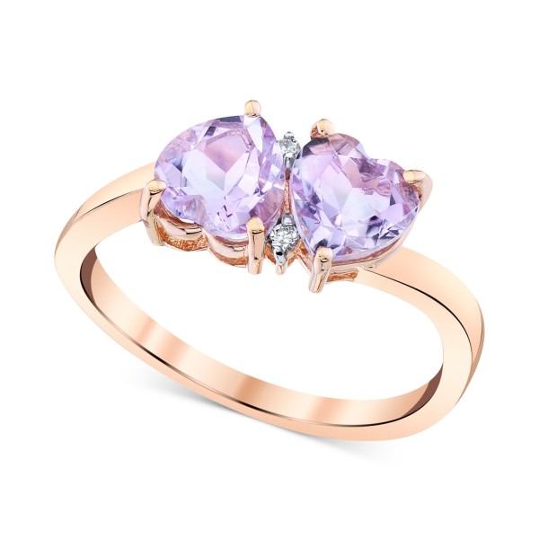 Diamond Accent Double Heart Ring in 10k Rose Gold