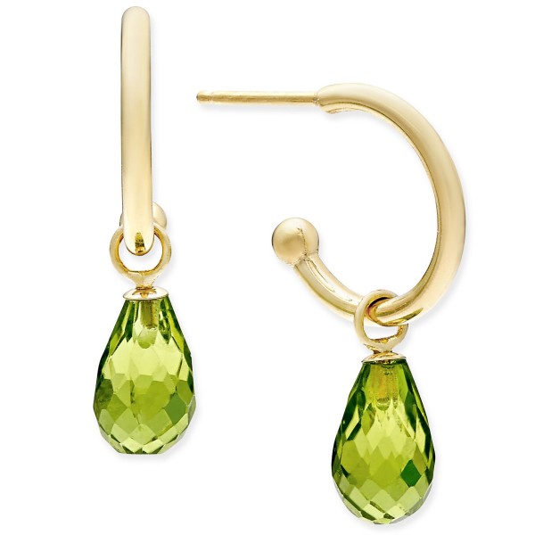 Peridot Hoop Earrings in 14k Gold