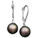 14k White Gold Cultured Tahitian Pearl Drop Earrings (8mm)