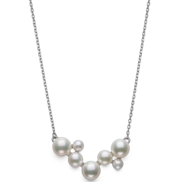 Cultured Freshwater Button Pearl (4-8mm) Cluster Collar Necklace