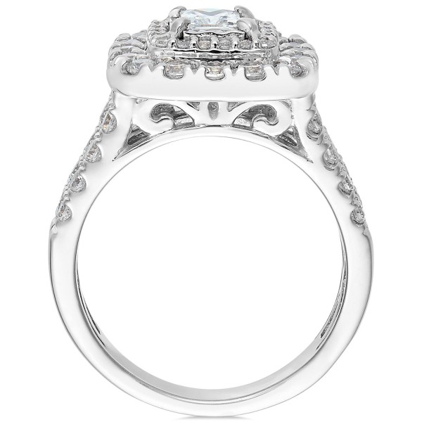 Diamond Princess Halo Bridal Set (1-1/2 ct) in 14k White Gold