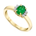 Emerald (3/4 ct) & Diamond (1/10 ct) Oval Ring in 14k Gold