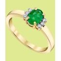 Emerald (3/4 ct) & Diamond (1/10 ct) Oval Ring in 14k Gold