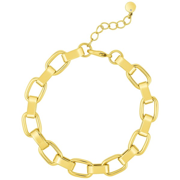 High Polished Link Chain Bracelet in 18K Gold Plated Brass