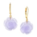 Dyed Lavender Jade Flower Drop Earrings in 14k Gold-Plated Sterling Silver