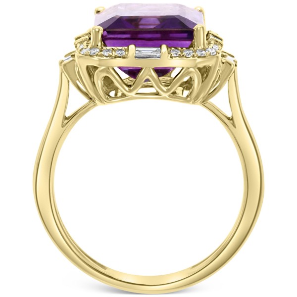 Amethyst (5-3/4 ct) & Diamond (1/3 ct) Ring in 14k Gold