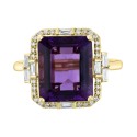 Amethyst (5-3/4 ct) & Diamond (1/3 ct) Ring in 14k Gold