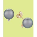 Cultured Tahitian Pearl (9mm) and Diamond Accent Stud Earrings in 14k Gold