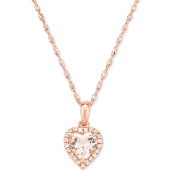 Morganite (5/8 ct) & Diamond Accent Heart Pendant Necklace in 14k Rose Gold