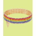 Gold-Tone Rainbow Rhinestone Multi-Row Stretch Bracelet